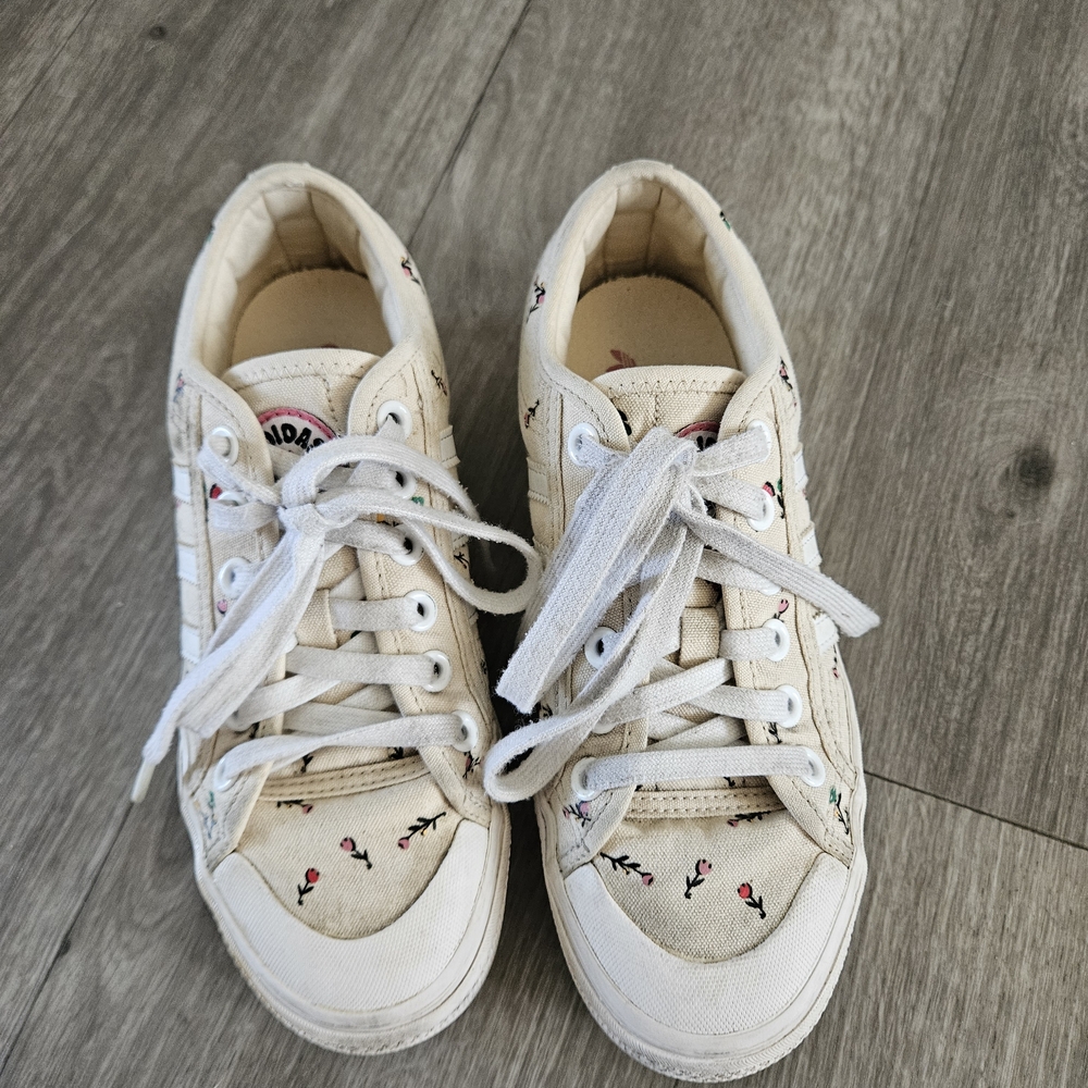 Adidas Nizza Platform Sneakers Cream Floral Print - Picture 3 of 5